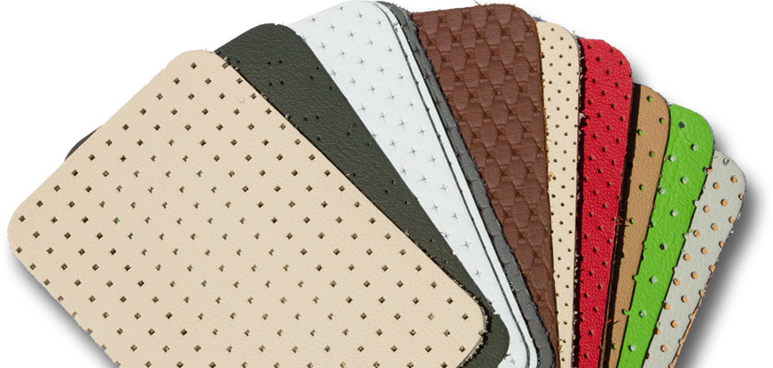 Perforated vinyl swatches in multiple colors